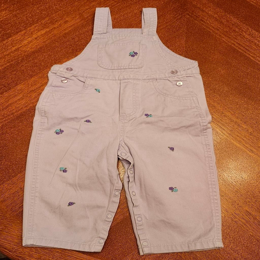Baby The Children's Place Overalls 18 Months Lavender with Floral Embroidery A2